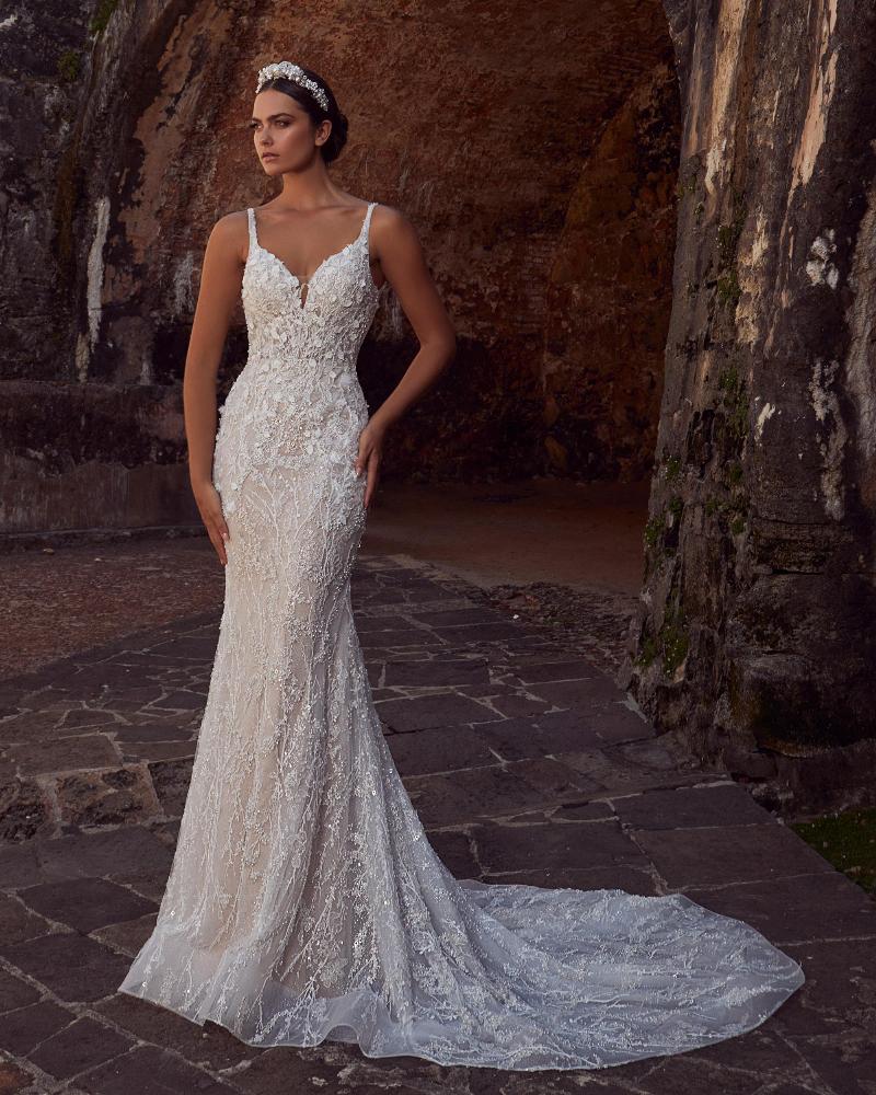123115 fitted sexy wedding dress with sleeves and v neckline3